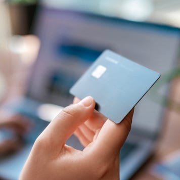 Credit card in hand close up