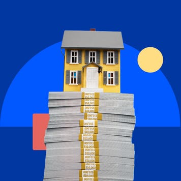 A house on a stack of money
