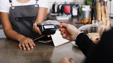 customer paying with credit card